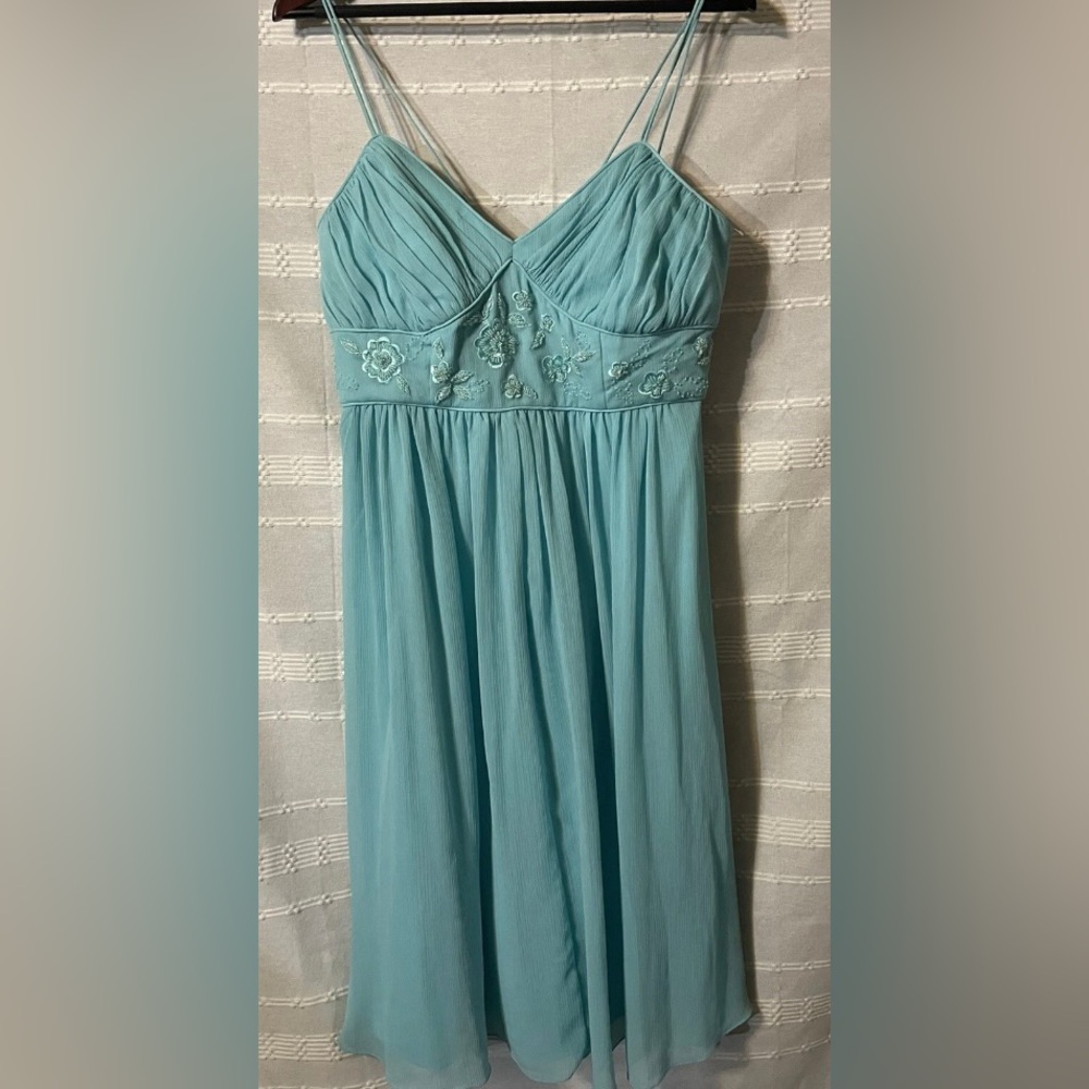 David’s Bridal Women’s Aqua Beaded Embellished Bridesmaid Dress Size 12 NWOT